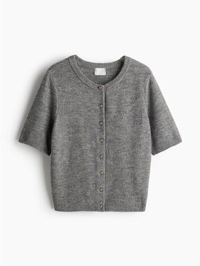 H&M Women's Heather Gray Button-Up Knit Cardigan